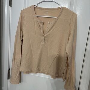 Aerie Cream Long Sleeve Henley Top